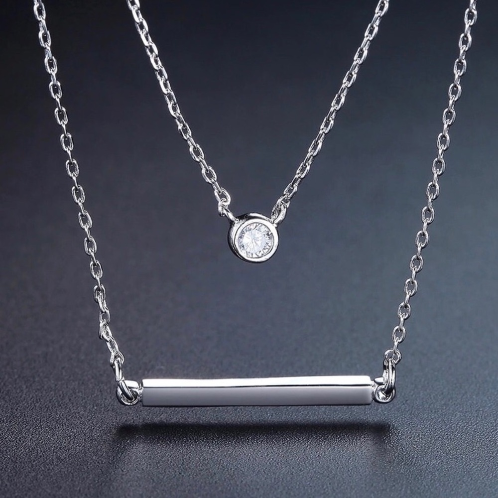SILVERTONE LAYERED NECKLACE - Picture 2 of 5